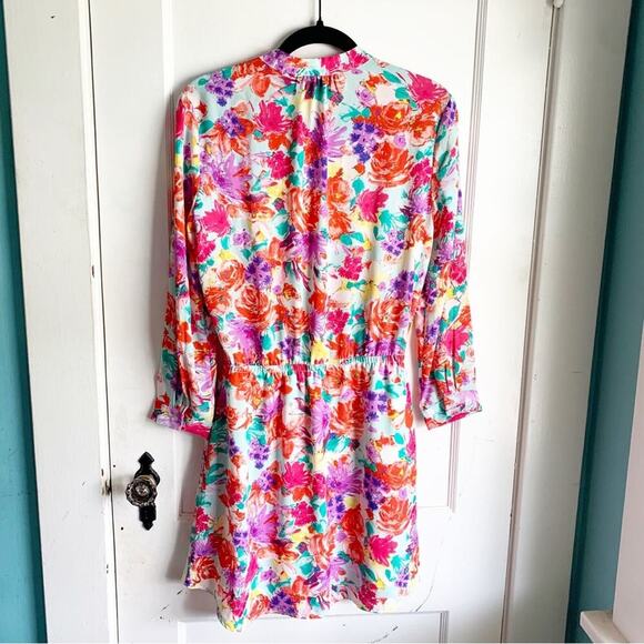 Charles Henry Bright Colorful Floral Button Top Elastic Waist Dress Size Small S - Picture 8 of 12